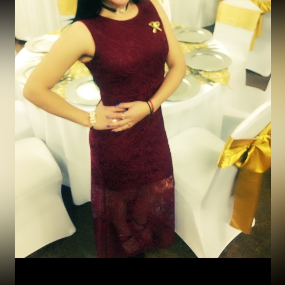 Enfocus Studio Burgundy Lace Dress